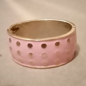 Light pink and gold polka dots bangle bracelet
